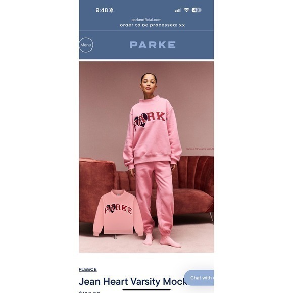 NWT Parke Valentines Day Collection Mockneck Sweatshirt Jean heart blush l / XL - Picture 5 of 7